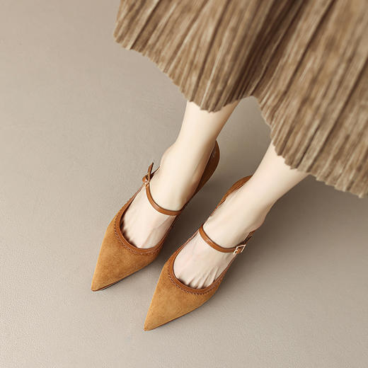 性感百搭，细高跟里外全皮浅口高跟鞋HY-M642-1 商品图5