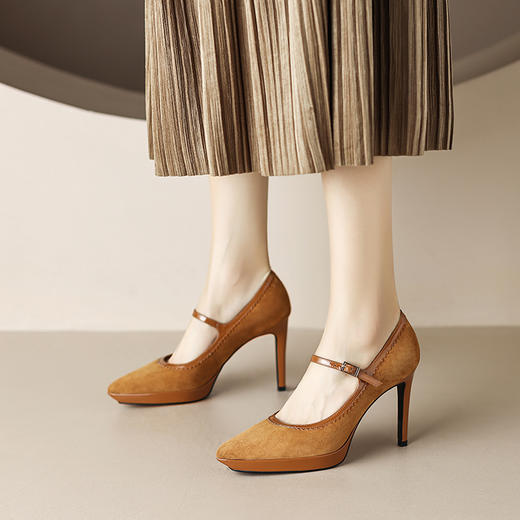 性感百搭，细高跟里外全皮浅口高跟鞋HY-M642-1 商品图0