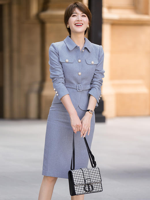 时尚小香风套装女2022冬装新款气质上衣半身裙肌理感两件套 商品图3