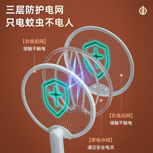 【跟蚊虫说拜拜！充电式折叠电蚊拍】全屋自动电蚊，电击灭蚊拍USB灭蚊器，家用二合一灭蚊灯，堪称隐形蚊帐驱蚊器，比电热蚊香液更好用 商品图2