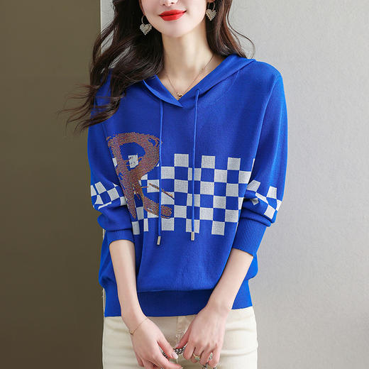 连帽冰丝针织衫卫衣宽松外穿洋气带帽时尚打底衫CC-465 商品图0