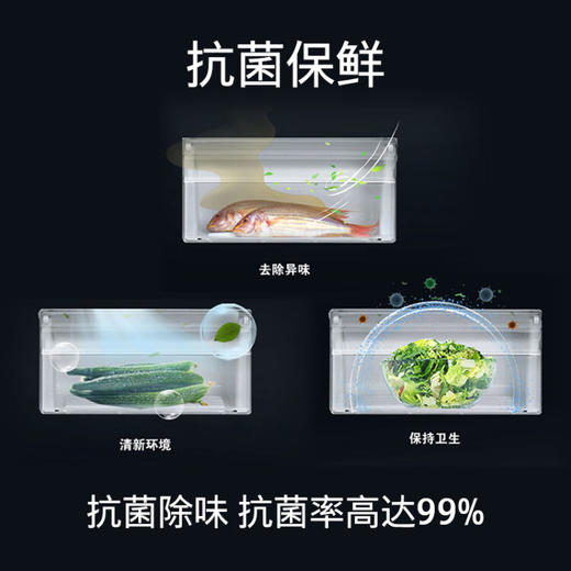 西门子（SIEMENS）509升大容量对开三门变频电冰箱 风冷无霜 净味保鲜 超薄机身玻璃面板玄冰蓝 KA92NEB43C 商品图4