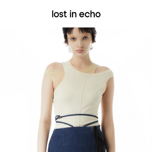 lost in echo 2023春夏新款Aliz系列修身网纱工字背心两件套装 商品图0