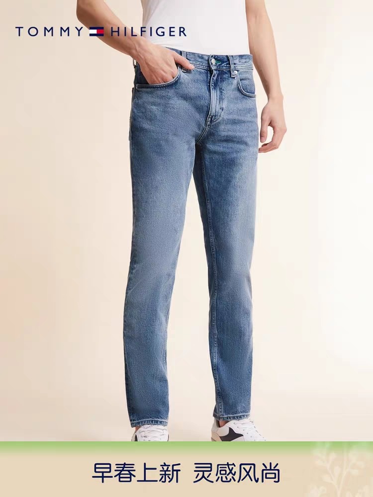 TOMMY HILFIGER   23新款春季男装简约小绣标直筒水洗微弹牛仔裤MW0MW31194