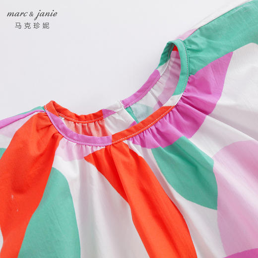 马克珍妮夏装新款 女童北欧风微鼓泡泡袖小衫230312 商品图3