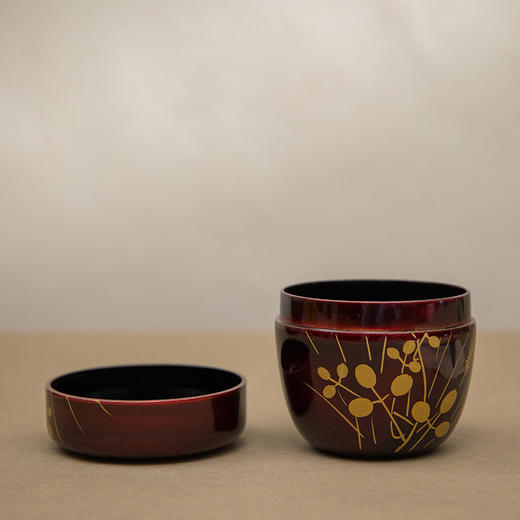 朱漆描金三叶草茶入 商品图1