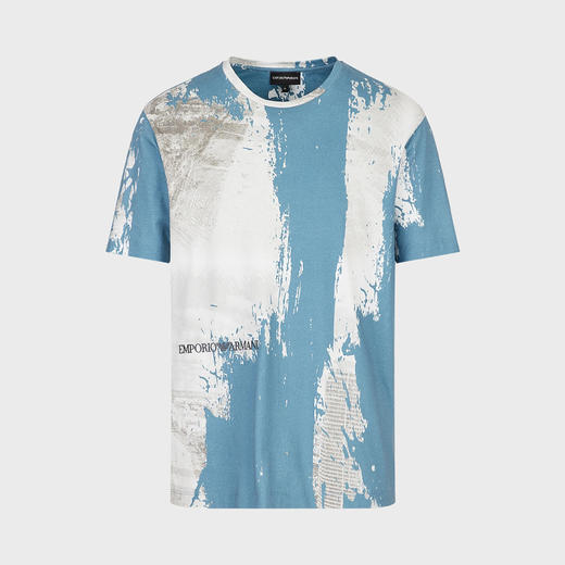 EMPORIO ARMANI 阿玛尼 男士棉质城市印花平纹针织圆领短袖T恤 蓝色 3R1T6R 1J03Z F180 商品图0