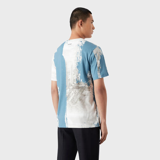 EMPORIO ARMANI 阿玛尼 男士棉质城市印花平纹针织圆领短袖T恤 蓝色 3R1T6R 1J03Z F180 商品图2