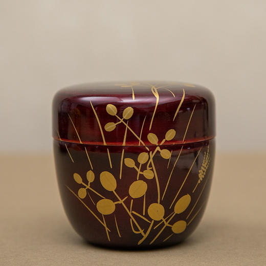 朱漆描金三叶草茶入 商品图2