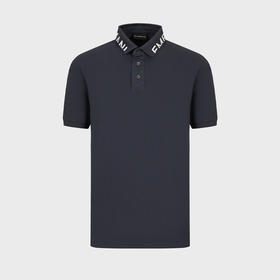 EMPORIO ARMANI 阿玛尼 男士标志衣领丝光珠地布短袖 Polo 衫 蓝色 3R1FG4 1JTKZ 09I0