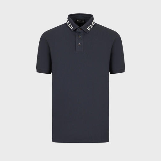 EMPORIO ARMANI 阿玛尼 男士标志衣领丝光珠地布短袖 Polo 衫 蓝色 3R1FG4 1JTKZ 09I0 商品图0