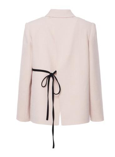 绉面醋酸不规则飘带宽松西装外套 商品图1