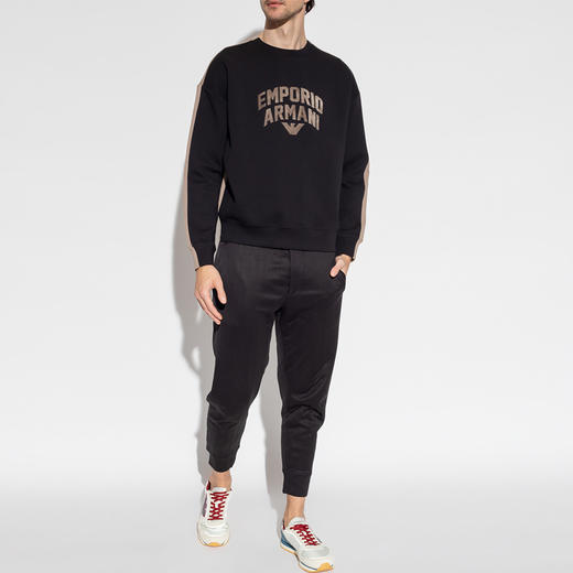 EMPORIO ARMANI 阿玛尼 男士棉质字母徽标印花长袖卫衣 混色 3R1MBE 1JHSZ 0087 商品图3