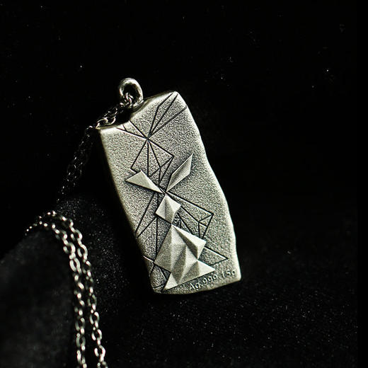 《月色》兔年月球异形仿古生肖银条（赠项链可佩戴） 商品图4