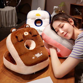 「四款可选！V型午睡枕」卡通午睡枕冰丝毛绒双面趴睡枕居家布艺办公室午睡学生趴桌子午休枕可插手