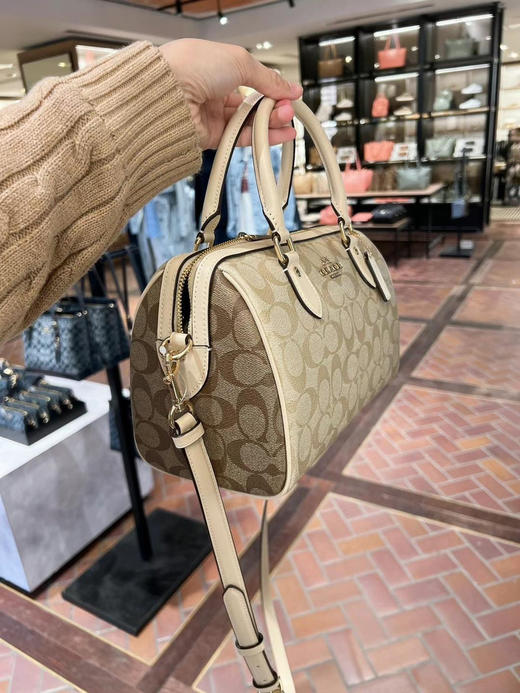 🇺🇸1650包邮！奶茶色拼色老花😍Coach Rowan新版波士顿包 商品图1