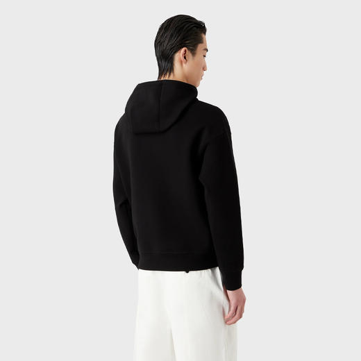 EMPORIO ARMANI 阿玛尼 男士棉质装饰亮片双面针织连帽卫衣 黑色 3R1MBI 1JHSZ 0044 商品图2