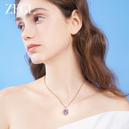 ZEGL设计师早春调色盘系列紫色项链女生轻奢小众2023年新款锁骨链 商品图3