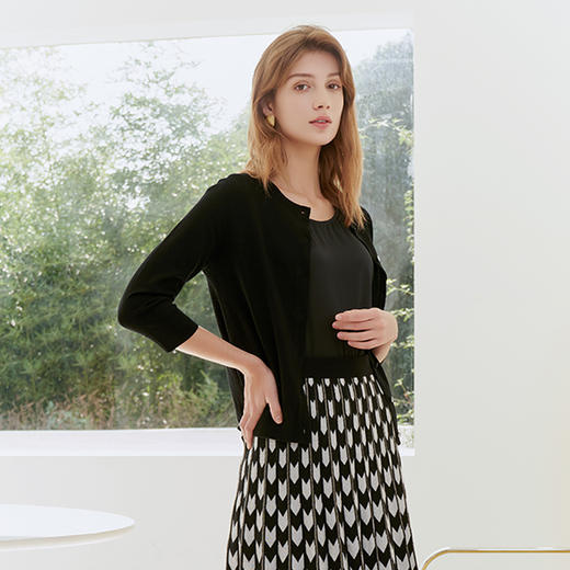 【七分袖薄款针织开衫】23年春季新品女士圆领针织开衫百搭薄款小外套 商品图1