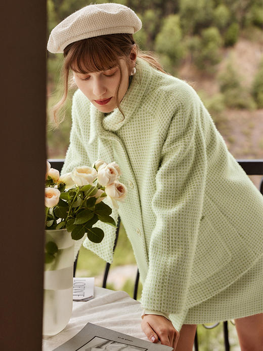 欧芮儿气质格纹毛呢外套时尚优雅 商品图3