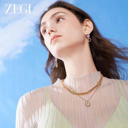 ZEGL设计师早春调色盘系列古巴叠戴项链女2023年新款锁骨链配饰品 商品图5