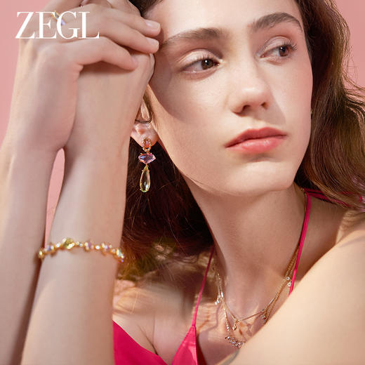 ZEGL设计师早春调色盘系列双层叠戴几何皓石项链女轻奢小众锁骨链 商品图3