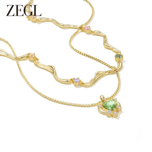 ZEGL设计师早春调色盘系列双层叠戴爱心项链女轻奢小众锁骨链配饰 商品图1