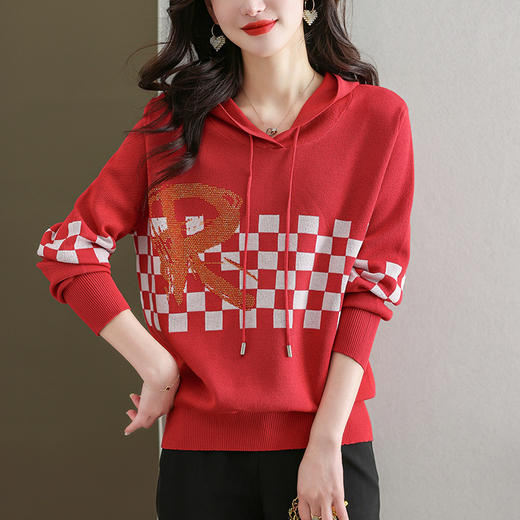 连帽冰丝针织衫卫衣宽松外穿洋气带帽时尚打底衫CC-465 商品图6