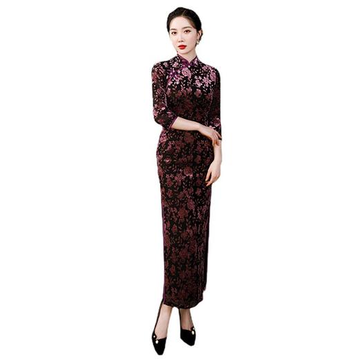 七分袖复古修身立领时尚斜襟旗袍宴会改良旗袍CX-0607 商品图4