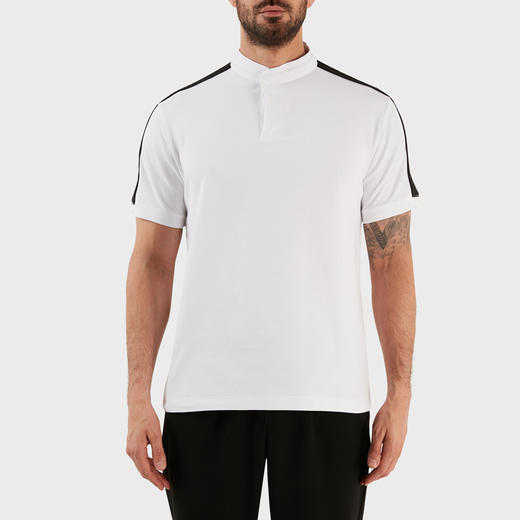 EMPORIO ARMANI 阿玛尼 男士棉质条纹短袖POLO衫 白色 3R1FG2 1JCYZ 0100 商品图0