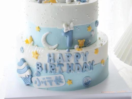 男孩款 周岁小王子 城堡 糖牌 1周岁 蓝色系 双层蛋糕 商品图2