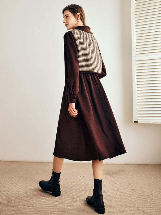 OLrain欧芮儿法式连衣裙时尚套装女秋季2025新款千鸟格马甲两件套 商品图3