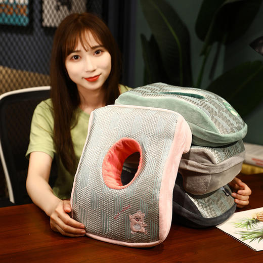 「四款可选！丝滑冰爽」卡通毛绒冰藤凉席记忆棉午睡枕 办公室睡枕趴枕靠枕学生趴趴枕居家布艺 商品图3