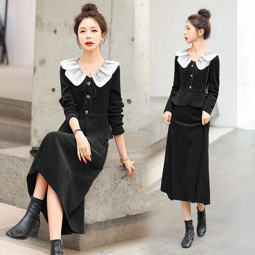 小香风灯芯绒两件套，气质显瘦半身裙套装HR-MUZ1313 商品图2