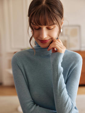 欧芮儿高领毛衣女春季新款2025修身显瘦羊毛内搭针织打底纯色上衣