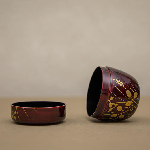 朱漆描金三叶草茶入 商品图4