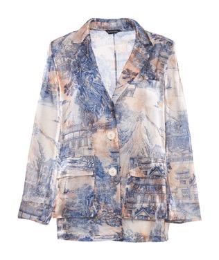 杏色东西方花园水晶纱西装外套 商品图0