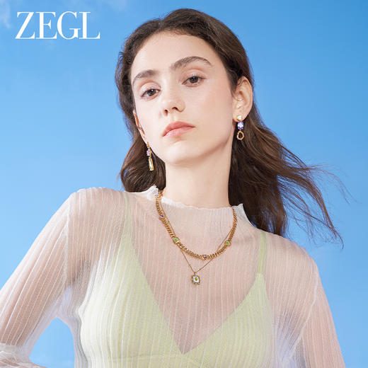 ZEGL设计师早春调色盘系列古巴叠戴项链女2023年新款锁骨链配饰品 商品图6