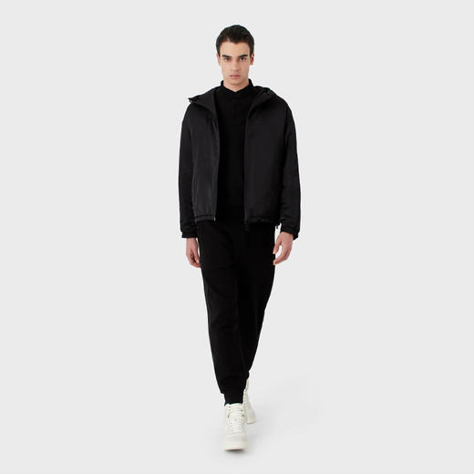 EMPORIO ARMANI 阿玛尼 男士尼龙全拉链防水连帽棉服 黑色 3R1BD1 1NRYZ 0999 商品图3