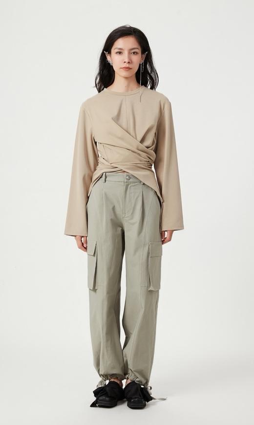 灰绿色斜纹工装长裤 商品图1