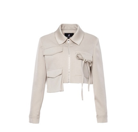 香槟色进口缎面醋酸机能风短外套