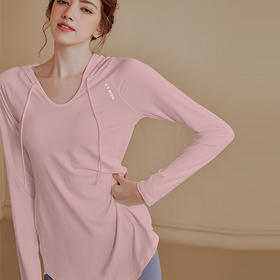 【运动连帽上衣】健身服女宽松长袖休闲运动上衣中长款瑜伽服上衣连帽健身衣卫衣秋