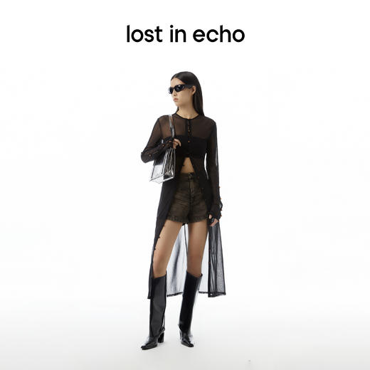 lost in echo设计师品牌Aliz系列网纱长袖开衫连衣裙 商品图0