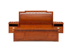 红桥红  家具严选  缅甸花梨（大果紫檀）【180曲尺弯背素面 高低床】