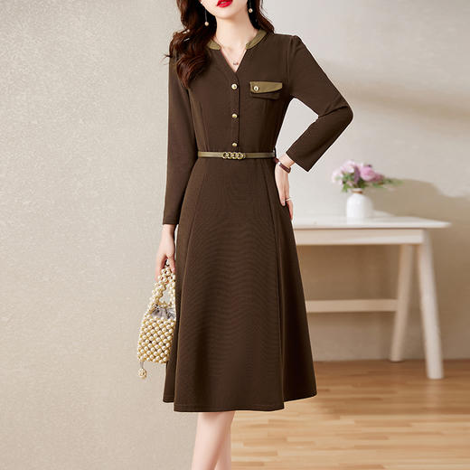 时尚修身，V领修身显瘦连衣裙（配腰带）HR-LEYX8902-1 商品图3