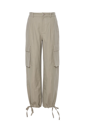 灰绿色斜纹工装长裤