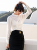 米白色雪纺衬衫女2022秋装新款简约设计感通勤职业圆领上衣 商品缩略图2