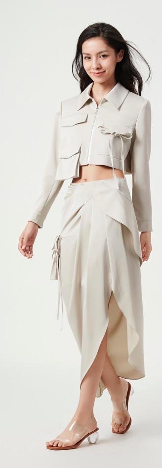 香槟色进口缎面醋酸机能风短外套 商品图3