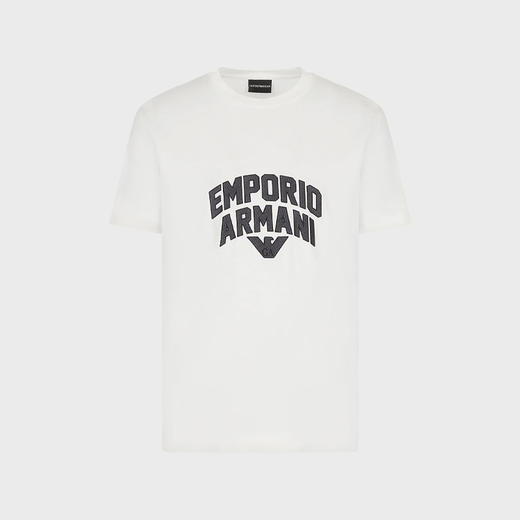 EMPORIO ARMANI 阿玛尼 男士字母徽标印花圆领短袖T恤 白色 3R1TBF 1JUVZ 0101 商品图0