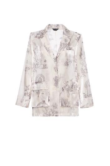 香槟色幻境中式花园印花水晶纱西装外套 商品图0